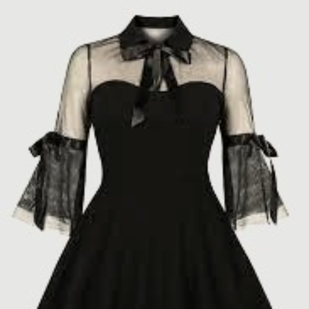 BLACK GOTHIC BOWKNOT CUTE DRESS-NEW NEVER WORN